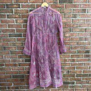 Joshi pink silk embroidered tunic size L cozy